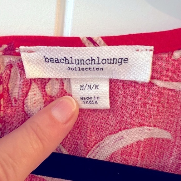 Beach Lunch Lounge Bell Peasant Top Border Dress Red Floral Size M - Picture 7 of 11